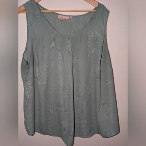 EVRI Floral Sleeveless Blouse - Soft Green